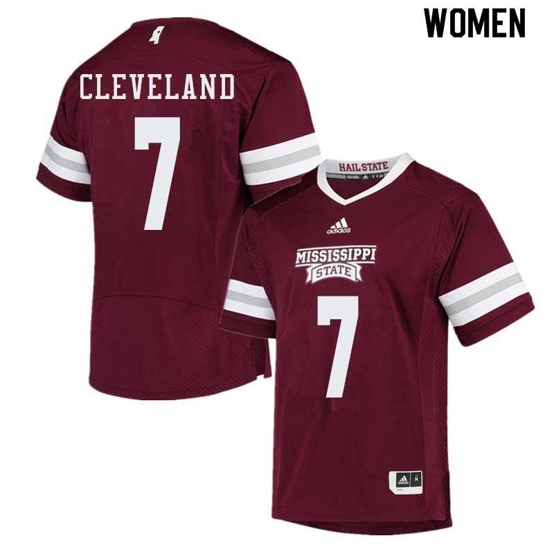 Women #7 Tolando Cleveland Mississippi State Bulldogs College Football Jerseys Sale-Maroon